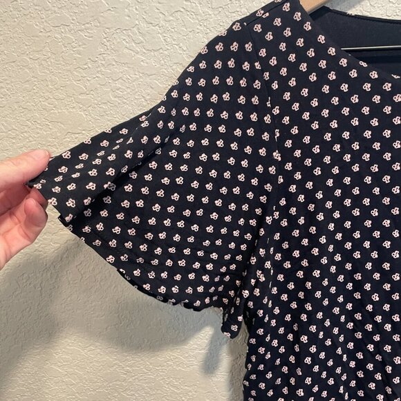 LOFT Blue and Pink Patterened Short Sleeve Mid Length Dress Size Small - Picture 3 of 5